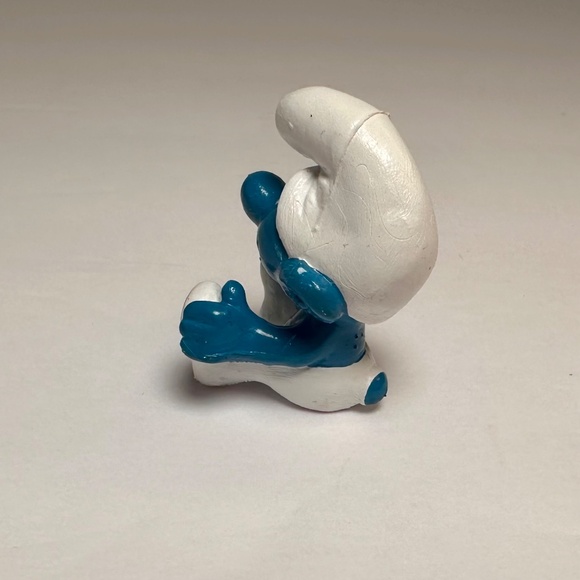 Vintage Schleich Thinking Smurf Sitting Hong Kong 1980s PVC Figure - Picture 3 of 5